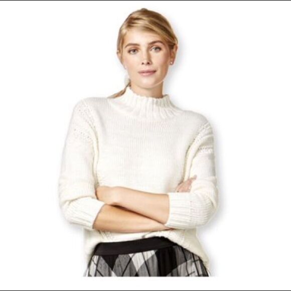 NWT-Maison Jules Cream Wool Blend Mock Turtleneck - Picture 10 of 10